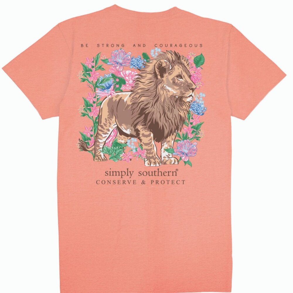Lion Tracker Peach Be Strong Shirt by Simply Southern - Picture 3 of 3